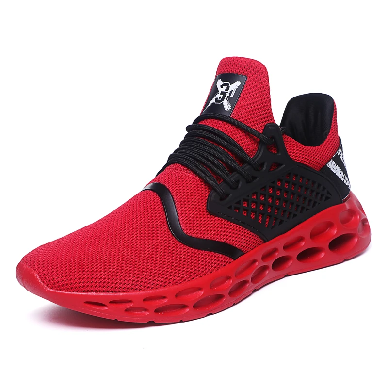 

China Wholesale Scarpe Running Uomo High-Tech PU Sole Fashion Breathable Running Sports Shoes for Men, Blake;gray;red