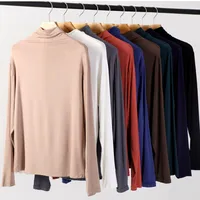 

Muslim Sexy Cotton Turtleneck Tops Women Classic Long Sleeve Slim Workwear Office Ladies T Shirt For Spring Clothes 30% off