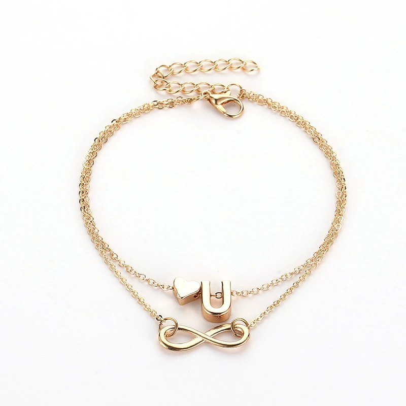 

Zinc Alloy Gold Color Letter A-Z Foot Jewelry Anklets For Women
