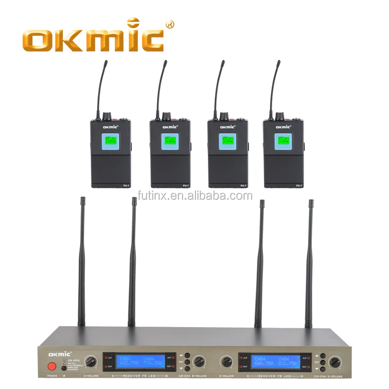 

Professional 4 channels body-pack wireless microphone, Black