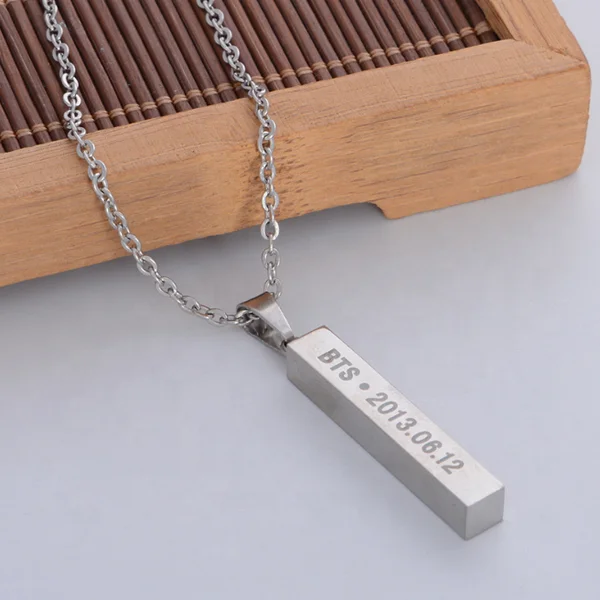 

BTS Bangtan Boys Titanium Steel Chain Pendant Necklace, As pictures