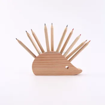 wooden hedgehog pencil holder