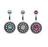 Vintage Belly Bar Crystal Flower Belly Ring Navel Rings Belly Button Bars Piercing