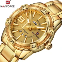 

NAVIFORCE Men Watches 9117S Luxury Quartz Watch Stainless Steel Wrist Band Automatic Analog Professional Gold Watches Chinese