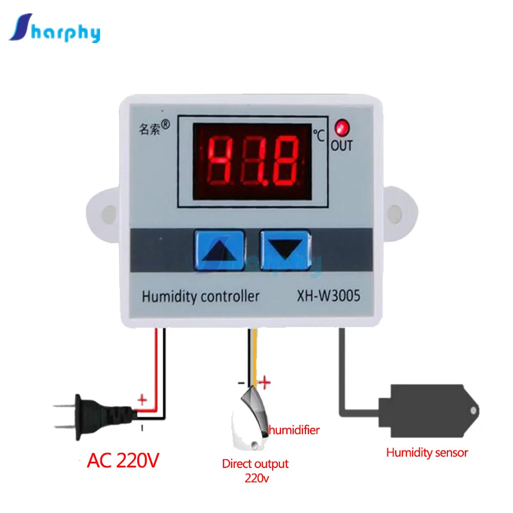 XH-W3005 12V LED Digital Humidity Controller Hygrometer Switch with Sensor R8S0 