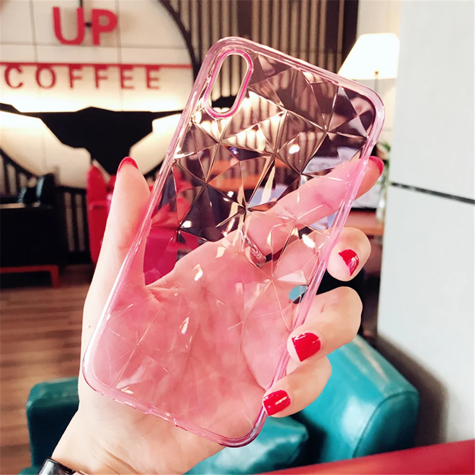 

Diamond Texture Case For iPhone 6 6s 8 Plus X XR XS Max Soft Phone Cover for iP 7 Luxury Transparent Ultra Thin
