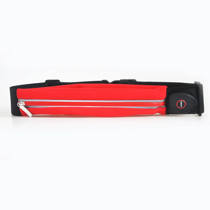 

Hot Sale Promotional Product Custom Reflective Led Sport Waist Bag Flashing Elastic Running Belt, Red/ green / blue / yellow / orange / pink