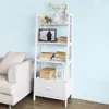 Wooden wall shelf ladder bookcase with 1 drawer and 4 storage shelves