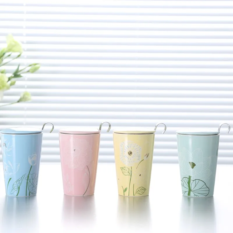 Tea Infuser Coffe Travel Mugs Printing Cups Double Wall Ceramic Tea Infuser Coffe Travel Mugs Printing