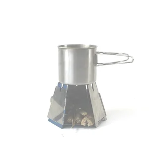 2019  new design  stainless steel  18/8    Mini Portable Camping Stove  fire wood stove   Solid or liquid alcohol  stove