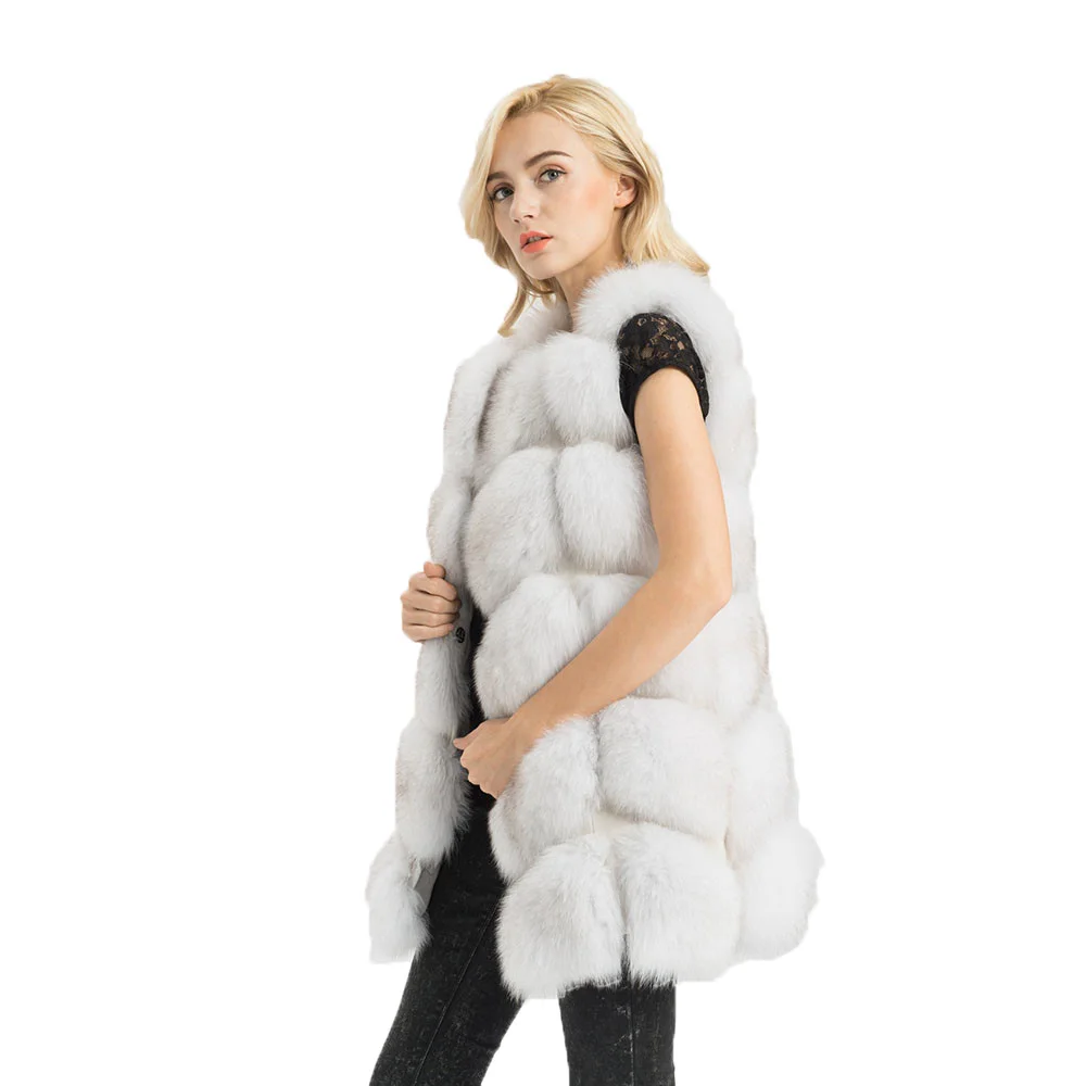 

2018 New Arrival Real Fur Vest Fox Fur Gilets Women's Winter Warm Fashion Style Waistcoat, Customized color