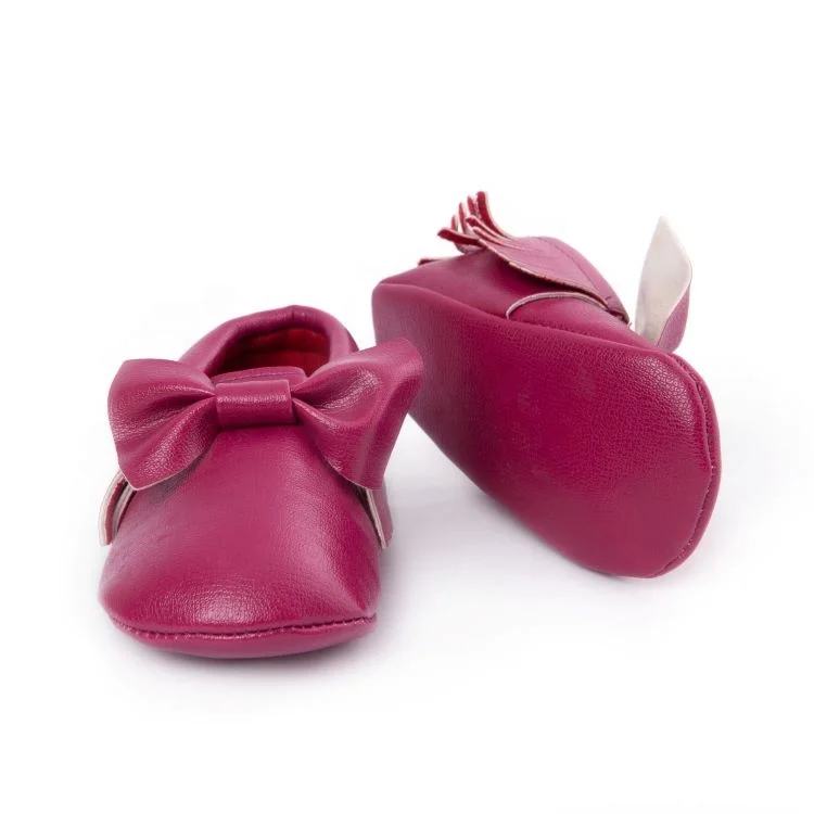Butterfly-Knot Design Soft Sole Leather Baby Moccasins Shoes For Boys And Girls Unisex