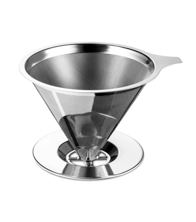 

4cup Pour Over Coffee Filter - Stainless Steel Drip Cone Dripper with Stand, Silver;pink;customization