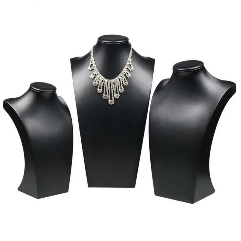 

Hot Sale Black Volor Mannequin Shape PU Leather Jewelry Display Stand For Counter Showcase Necklace/Pendant Bust Displays Holder