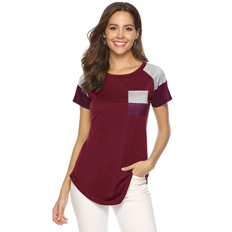 

Custom Apparel O-Neck Short Sleeve Women Printed Cotton Basic Cotton Pocket blouses