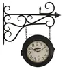 hanging double sided clock on bracket station wall clock