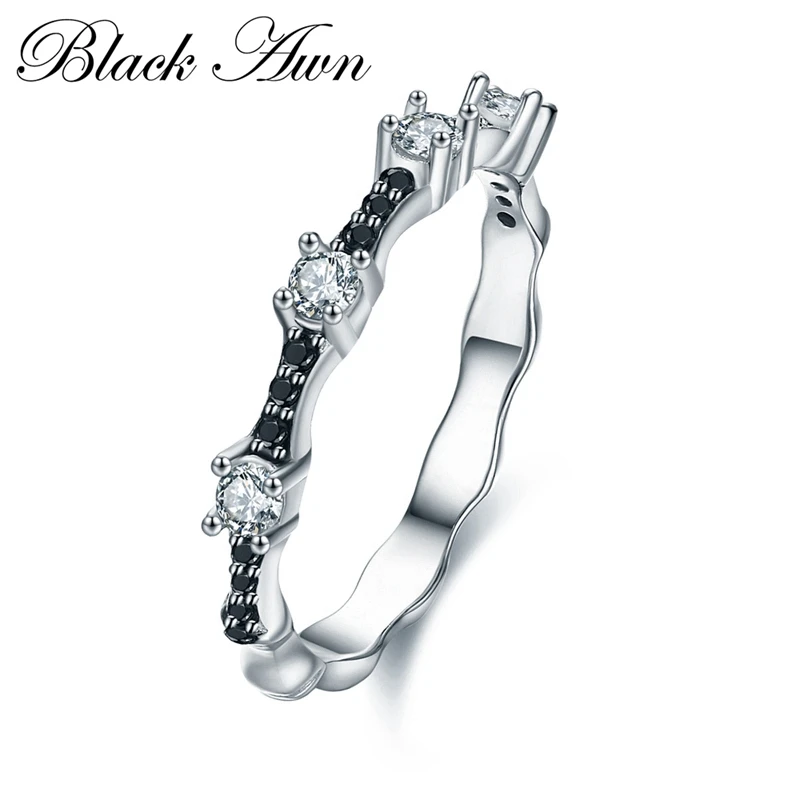 

[Black Awn] 925 Sterling Silver Jewelry Trendy Wedding Rings for Women Engagement Ring Femme Bijoux Bague Rings for Women C001