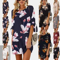 

2019 Women Summer Dress Boho Style Floral Print Chiffon Beach Dress Tunic Sundress Loose Mini Party Dress Plus Size S-5XL