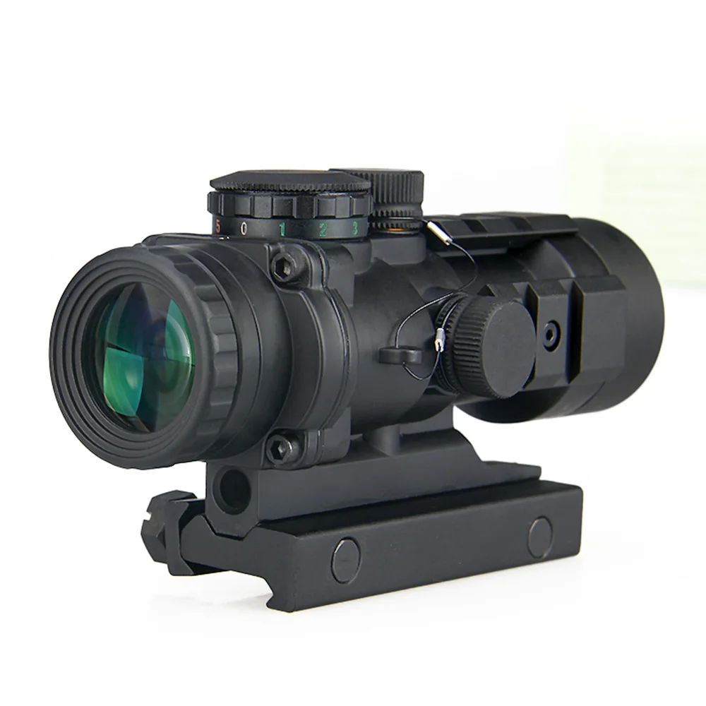 

white Illuminated Tactical Scope 3x Prism rifle sight with Ballistic CQ Reticle Riflescope HK1-0309, Black