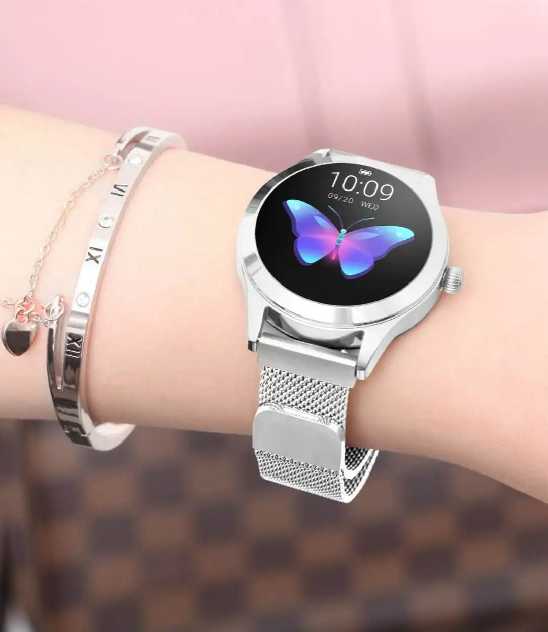 2019 Newest Lady Smart Watch Kingwear Kw10 Waterproof Ip68 Stainless Steel Heart Rate Monitor 5001