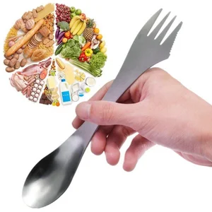 Image of Stainless steel camping spork 3 in 1 titanium spoon fork camping