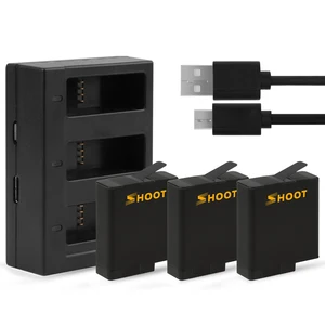 SHOOT 1220mAh Triple Battery Charger Kits for Go Pro Hero 7 Rechargeable battery for GoPro Hero 6 5