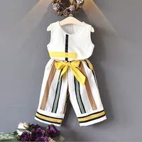 

2019 Fashion Children Clothes Sets Sleeveless Tops And Long Loose Pants Sets Girl
