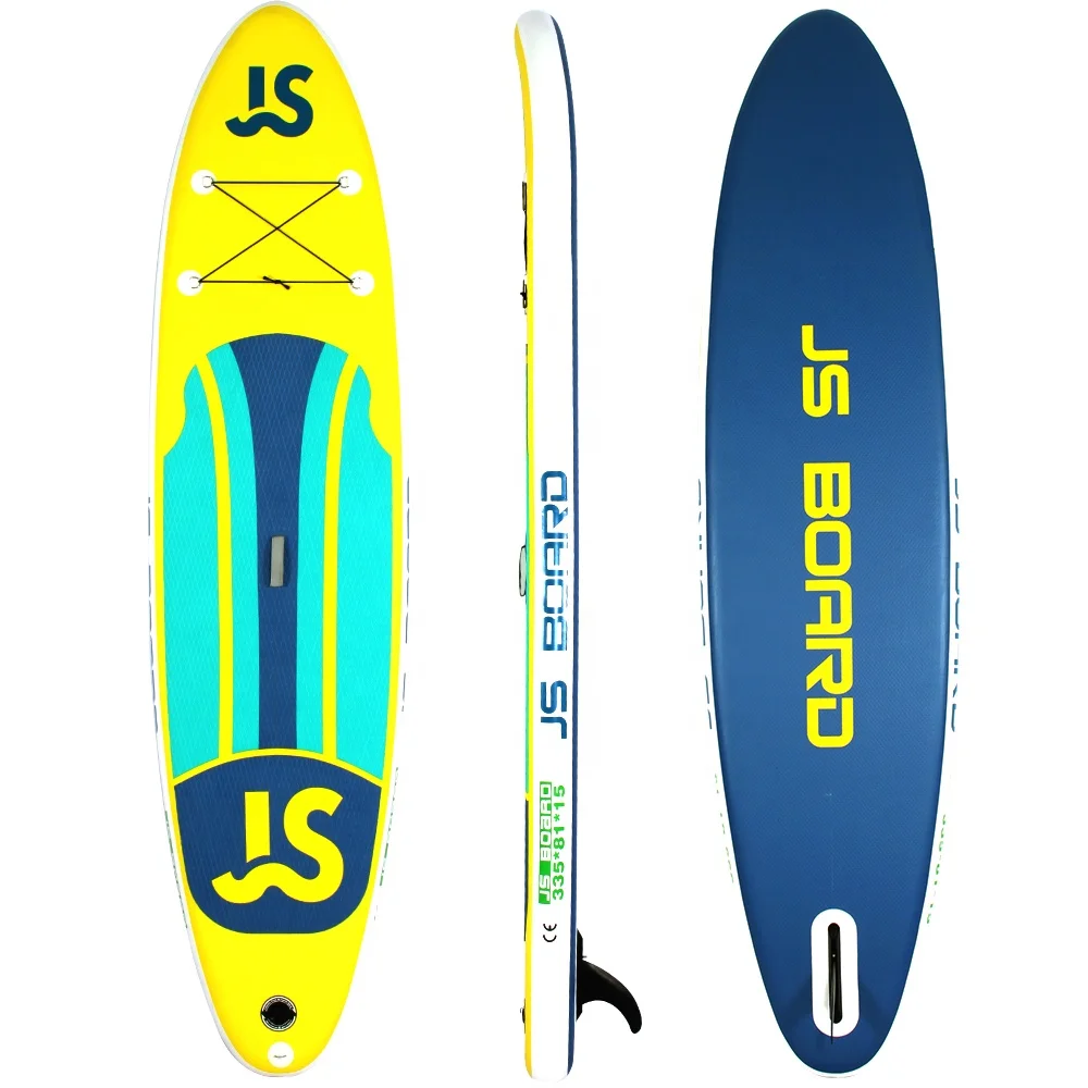 

335cm All round colorful cheap iSUP CE Certificate inflatable stand up paddle board soft sup boards, Yellow and blue
