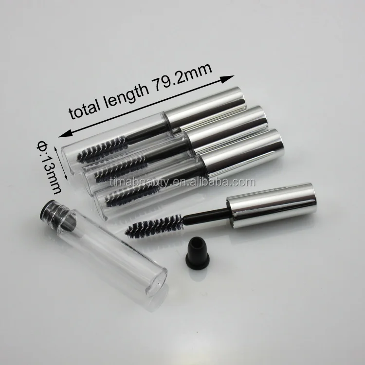 Moq 1000pcs Small Size Mascara Tube 3ml Shiny Silver Cap Mascara Bottle