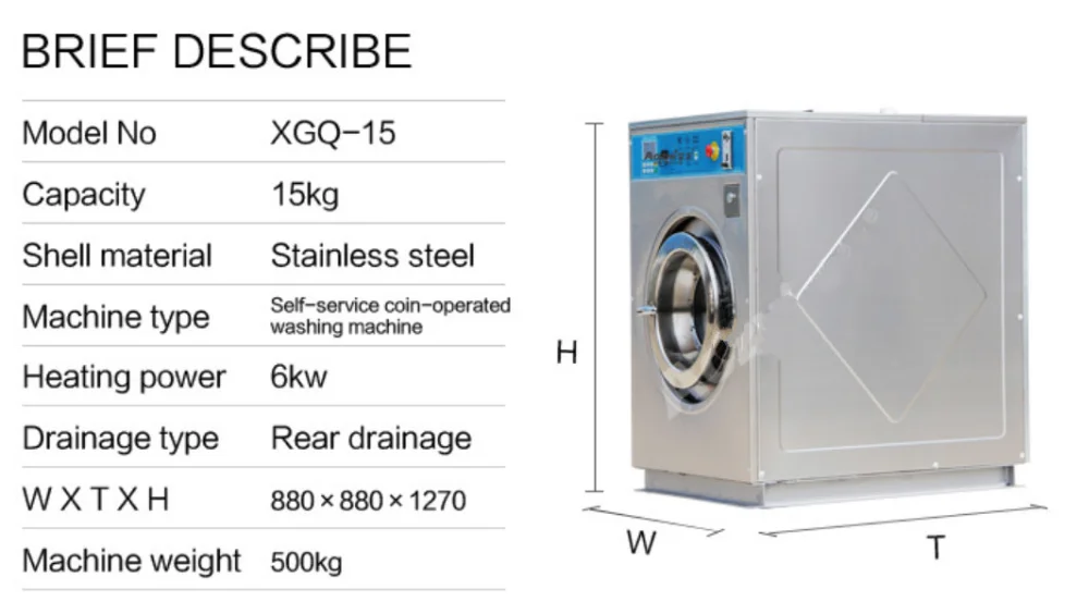 Front Loading Laundry Equipment Commerical Washing Machine Coin