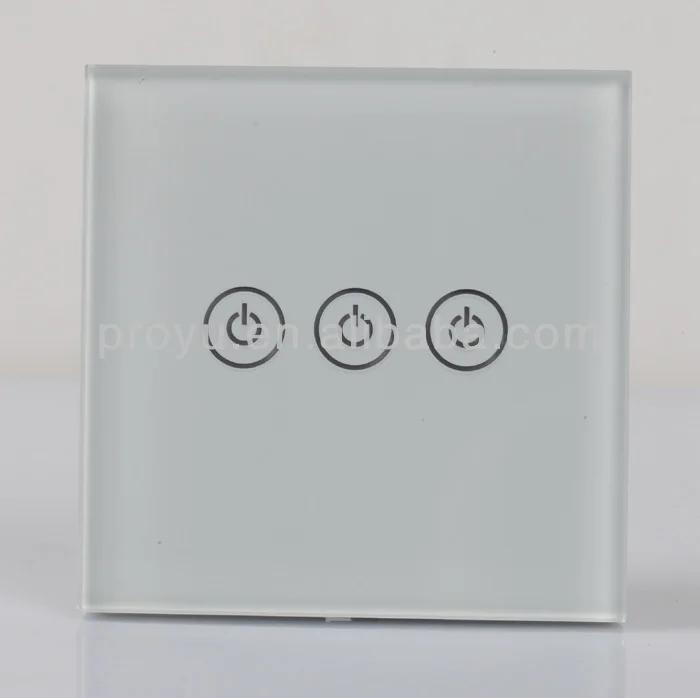 Touch Screen Light Remote Control 3 Gang 1 Wall Switch With Led