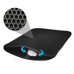 Image of Kitty litter trapper pad Cat toilet box litter mat 75x 55cm PU leather sewed luxury pet mat