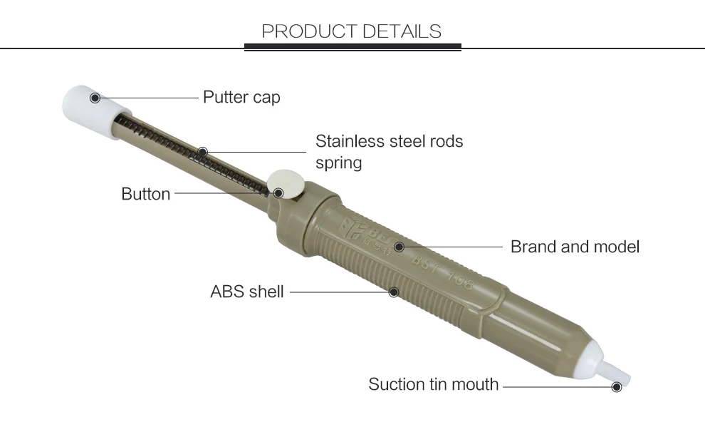 BEST 108 Factory Direct Sales Aluminum Metal Desoldering Pump Suction Tin Gun Removal Device Soldering Vacuum Sucker Pen