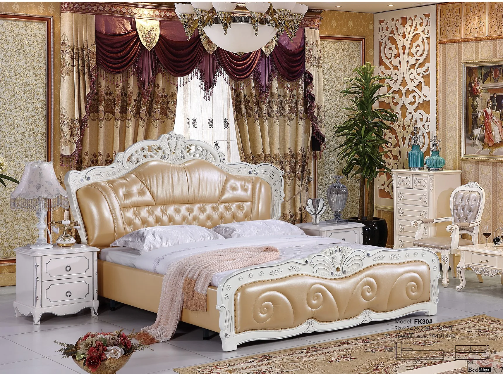 Hot-sale French Luxury princess antique leather beds