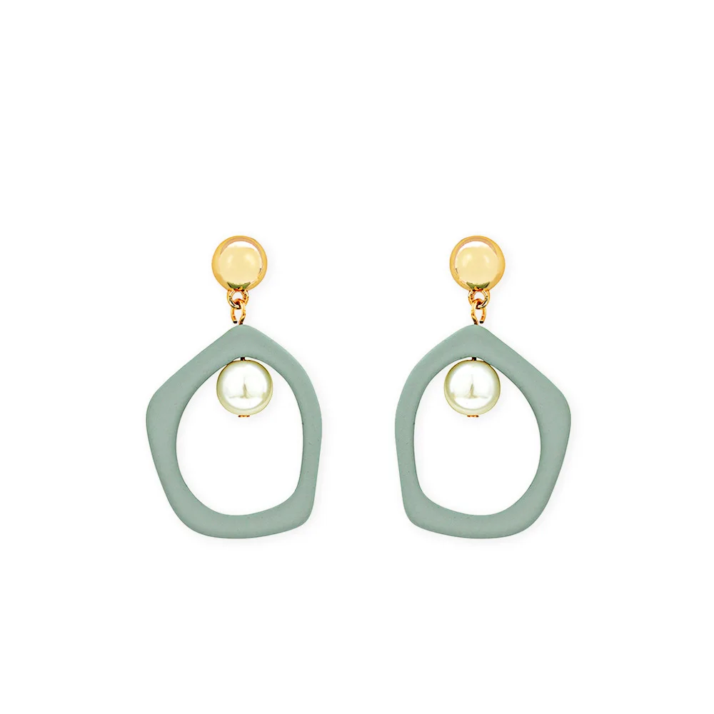 

Fashion Bohemian Earrings 2019 Hollow Geometric Hanging Pearl Drop Earrings For Women (KER314P), Same as the picture