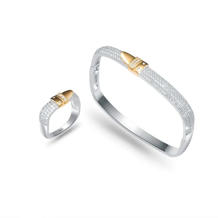 

Fashion clear micro pave CZ jewelry wedding women 925 sterling silver bangle
