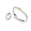 Fashion clear micro pave CZ jewelry wedding women 925 sterling silver bangle