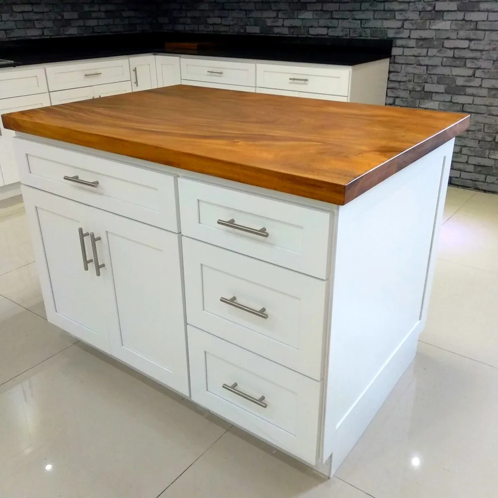 
American solid wood kitchen cabinets modern kitchen island with wheels 
