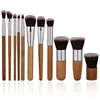 Private Label LOGO Foundation Eyeshadow Brush, Makeup Brushes Set , Cheap 11pcs Bamboo Makeup Brushes with Bag