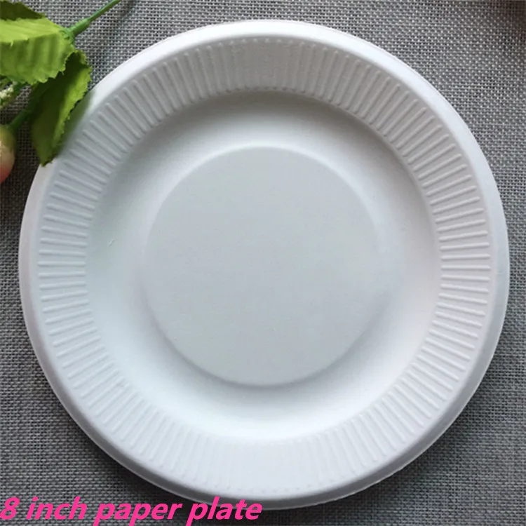 Vplus 150 Pack Compostable Disposable Paper Plates 10 inch Super Strong Paper  Plates 100% Bagasse Natural Biodegradable Eco-Friendly Sugarcane Plates( white) 10 in White