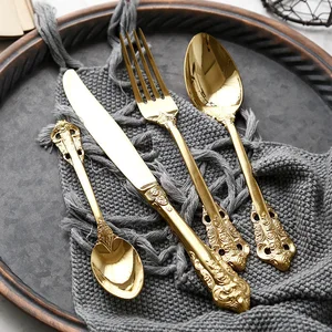Image of 18/10 Stainless Steel Cutlery Gold Palace Style Luxury Knife Fork And Spoon stainless steel cutlery wedding cutlery sets