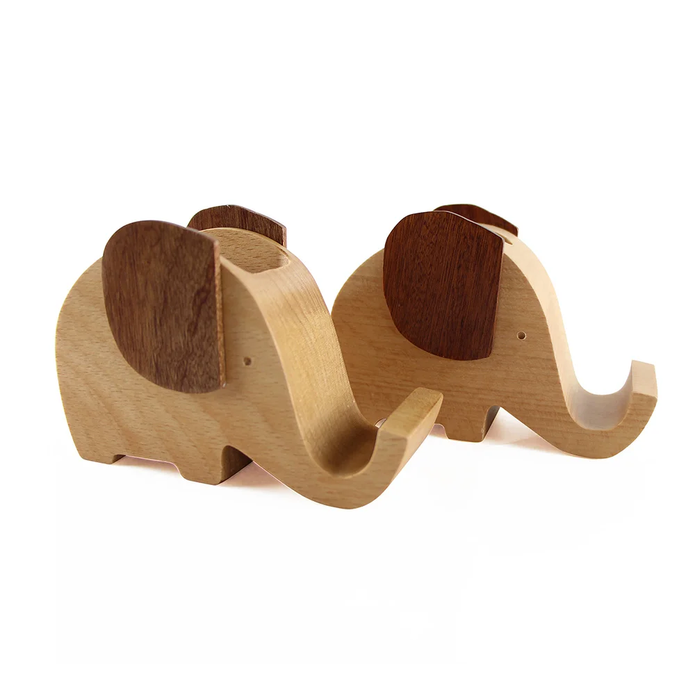 

Custom Design Maple Wood Elephant Design Pen Brush Holder, Natural wood material