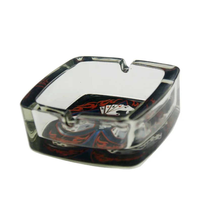 Creative Dice Poker Square Glass Ashtray High Grade 95mm Household