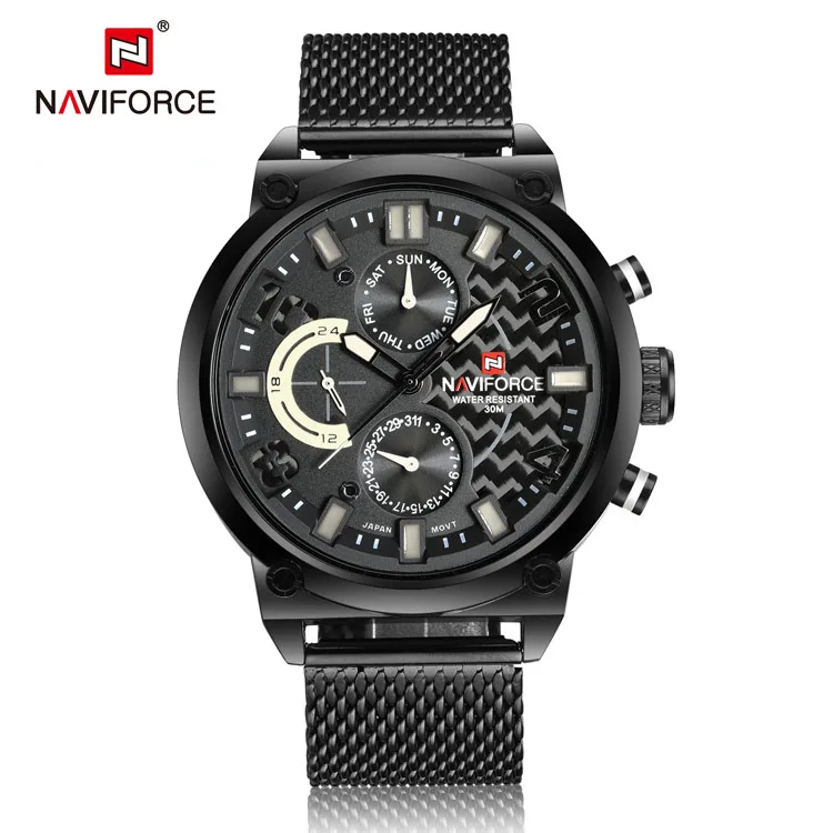 

9068 S NAVIFORCE Popular austrian crystal watches hot sale new trendy boys watches Stainless Steel Strap Wristwatch for men