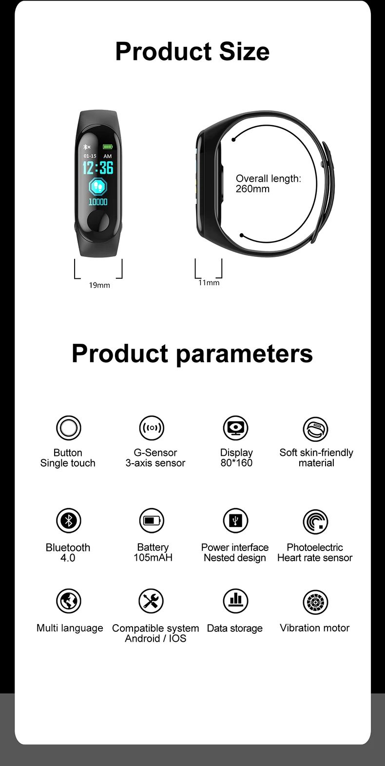 High Quality Wholesale Ce Rohs Heart Rate Sleep Sport Monitoring Smart