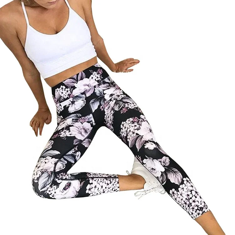 

Ptsports wholesale high quality sublimation digital printing 7/8 Yoga leggings fashion fitness gym tights, As picture