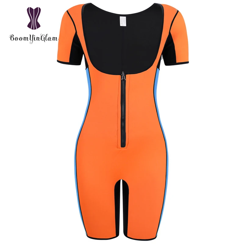 

Women Sauna Sweat Bodysuit For Weight Loss Waist Trainer Shirt Full Body Shaper Sports Fat Burners Neoprene Slimming Shapewear, Blue;orange;pink