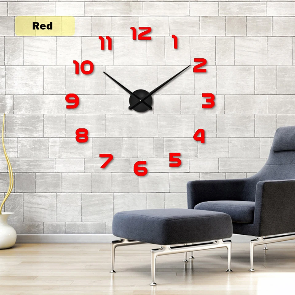 

New Clock Watch Wall Clocks Horloge 3d Diy Acrylic Mirror Stickers Home Decoration Living Room Quartz Needle