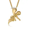New Europe Style Fashion Hip Hop Stainless Steel Gold Solid Classic Charm Gold Angle Pendant