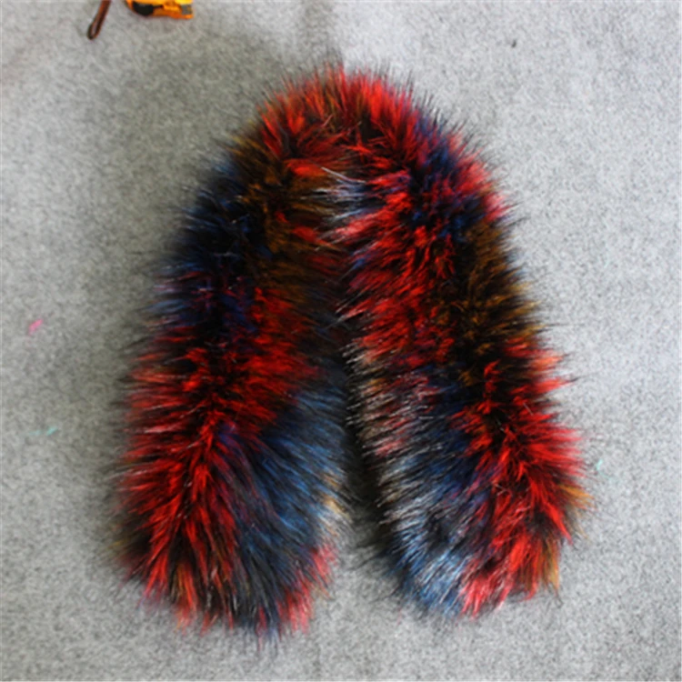 
High quality detachable faux raccoon fur fabric collar faux fur trim hood 
